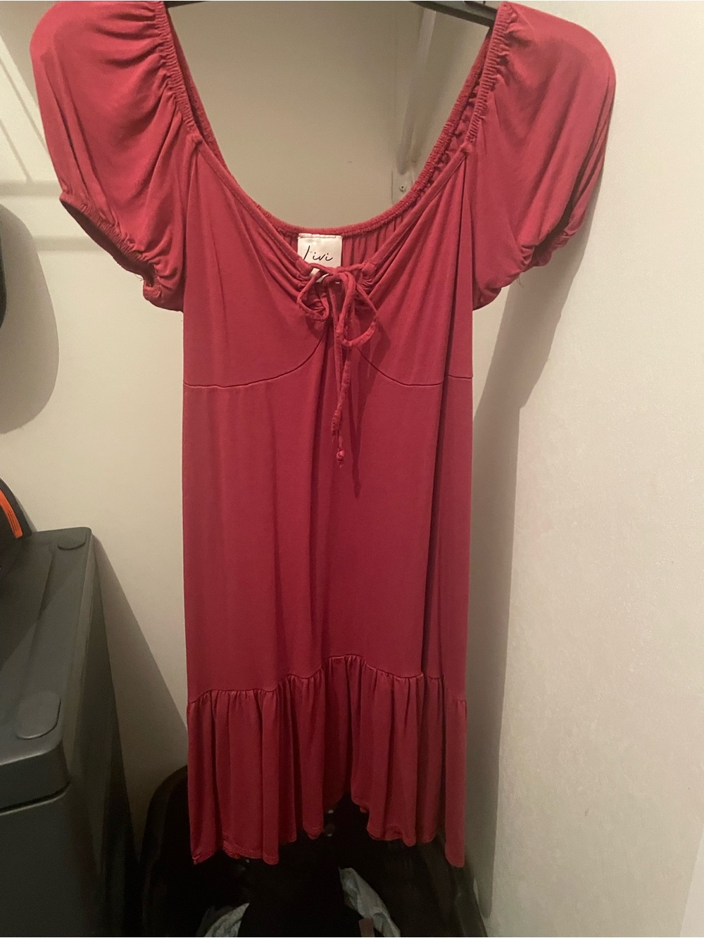 Livi Active Rose-Red Scoop Tie Mini Dress